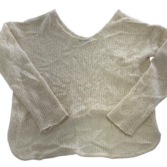 ATM Sweater Womens Medium Cream Soft V Neck Oversized Knit Cashmere Wool Silk - Picture 5 of 11
